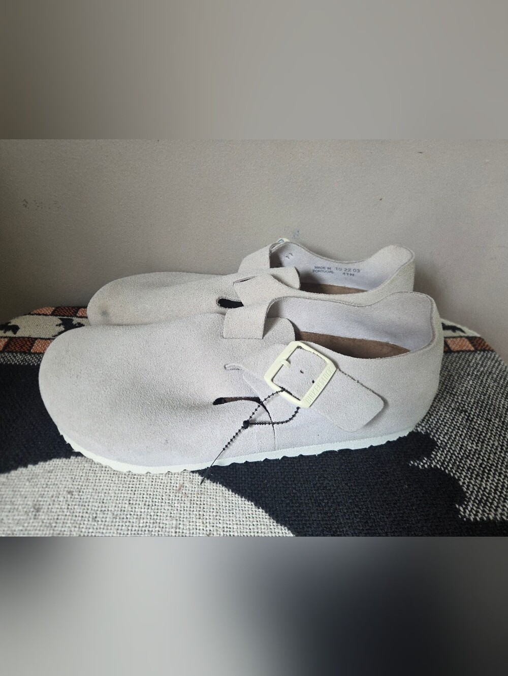 Birkenstock London Men’s Casual Shoes Light Gray Suede Buckle EU 41